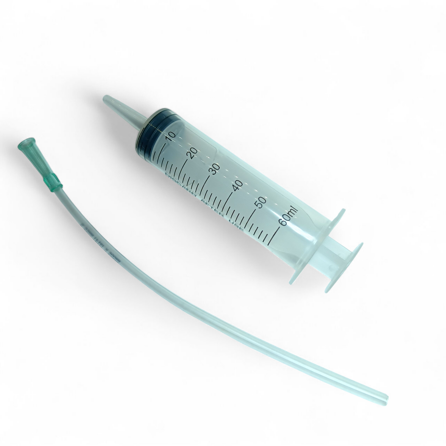 Replacement Syringe and tube for the B.J. E.J. Action Toy by Number One Laboratory on a white background.