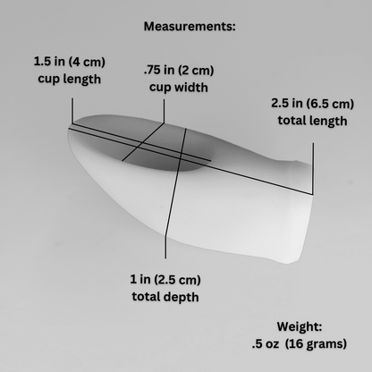 product image of the 1.5 inch STP cup with measurements