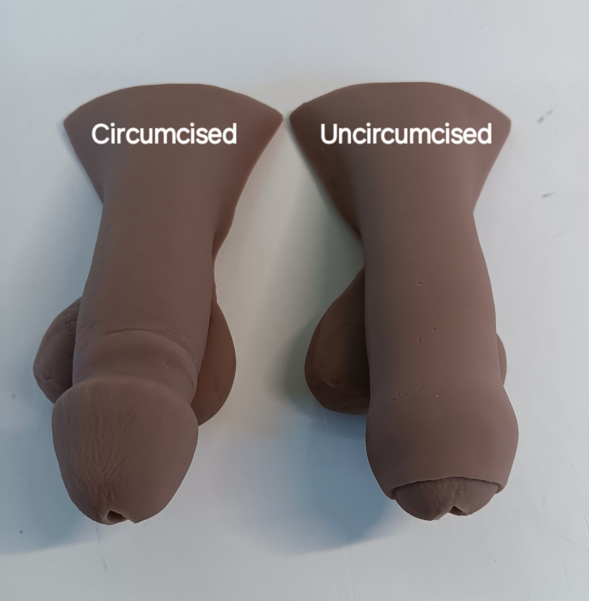 Photo showing the circumcised and uncircumcised options of the 4 inch STP Skin