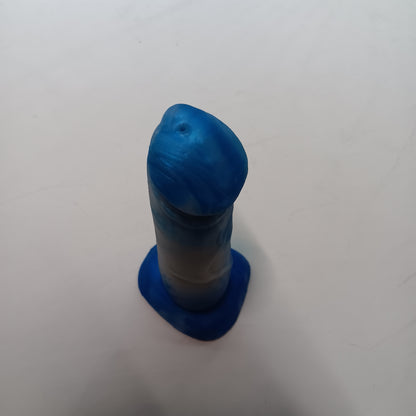 Shimmery Blue and Silver Unique B.J. Suction Dildo