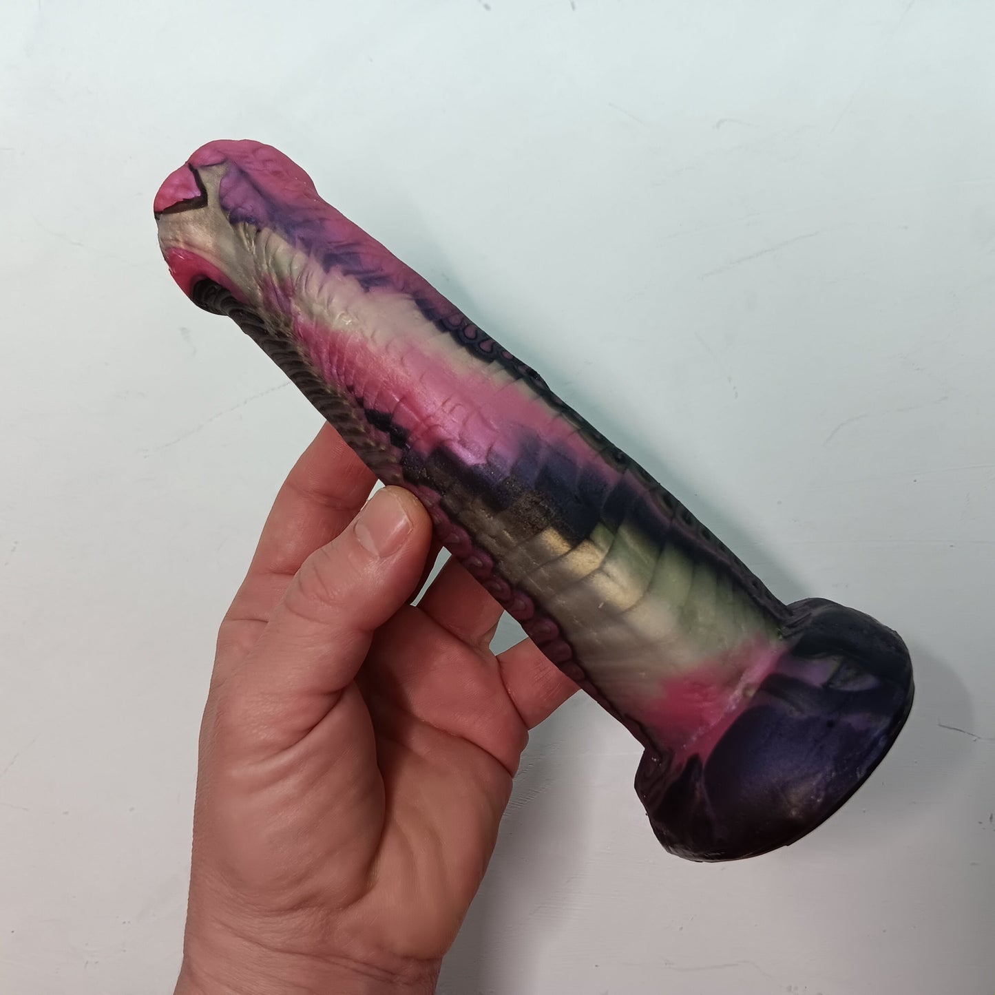 Pink, Black, Silver Unique B.J. Suction Dildo