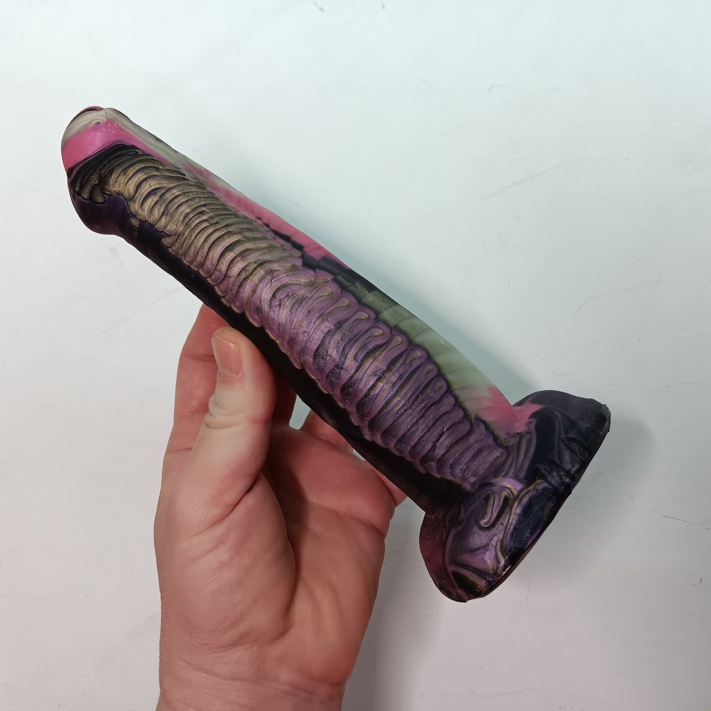 Pink, Black, Silver Unique B.J. Suction Dildo