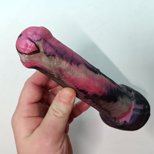 Pink, Black, Silver Unique B.J. Suction Dildo