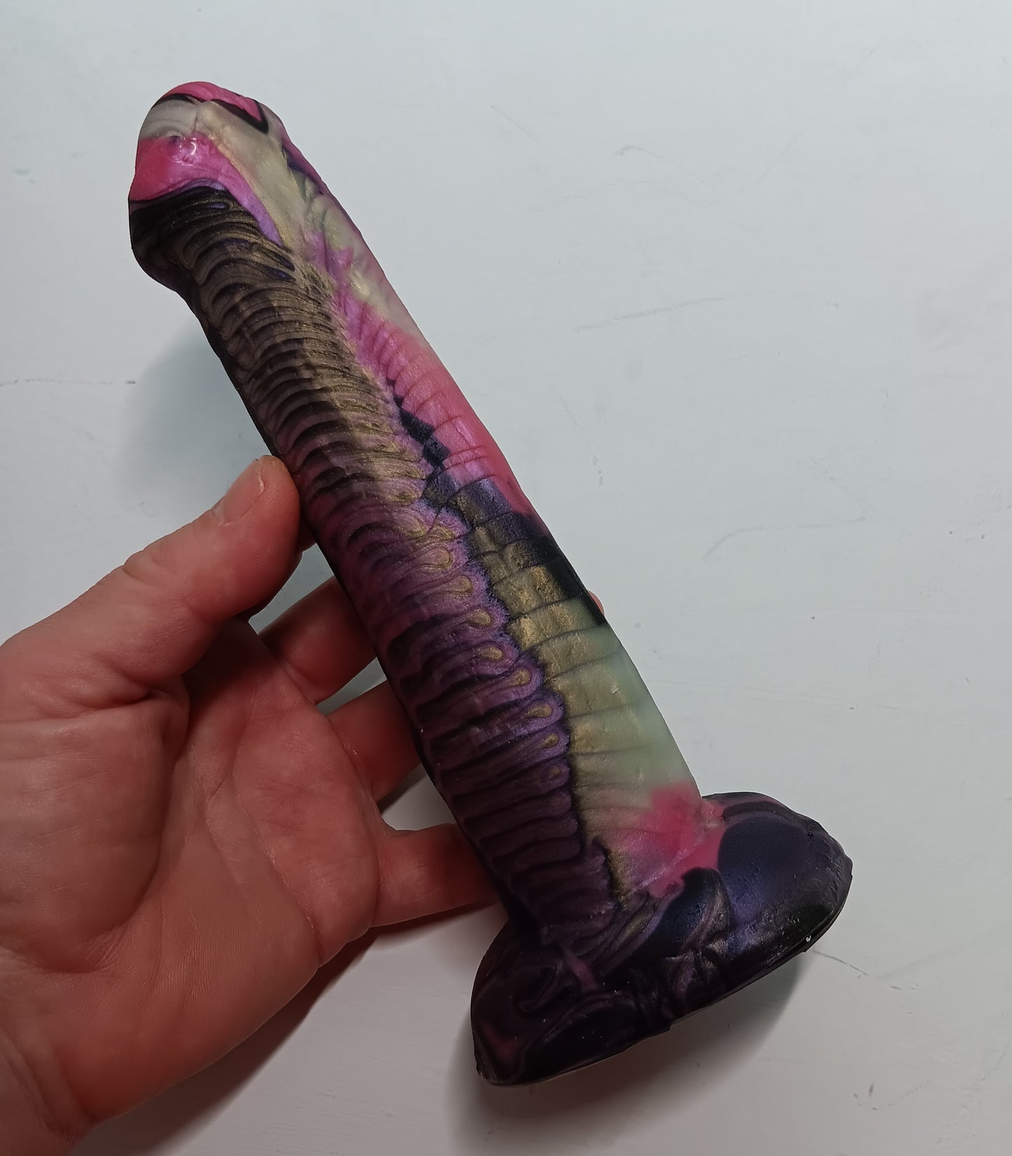 Pink, Black, Silver Unique B.J. Suction Dildo