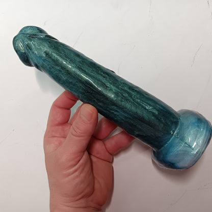 High-Gloss Unique Green Shimmer B.J. Suction Dildo