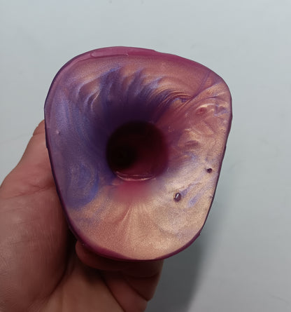 Pink, Purple, Silver Shimmer Unique B.J. Suction Dildo