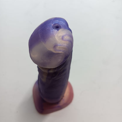 Pink, Purple, Silver Shimmer Unique B.J. Suction Dildo