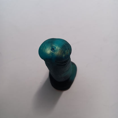 Shimmery Green and Black Unique B.J. Suction Dildo