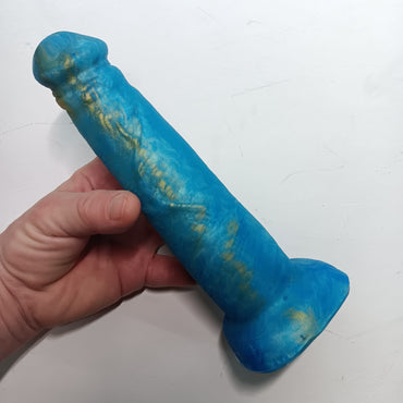 Blue and Gold Unique B.J. Suction DIldo