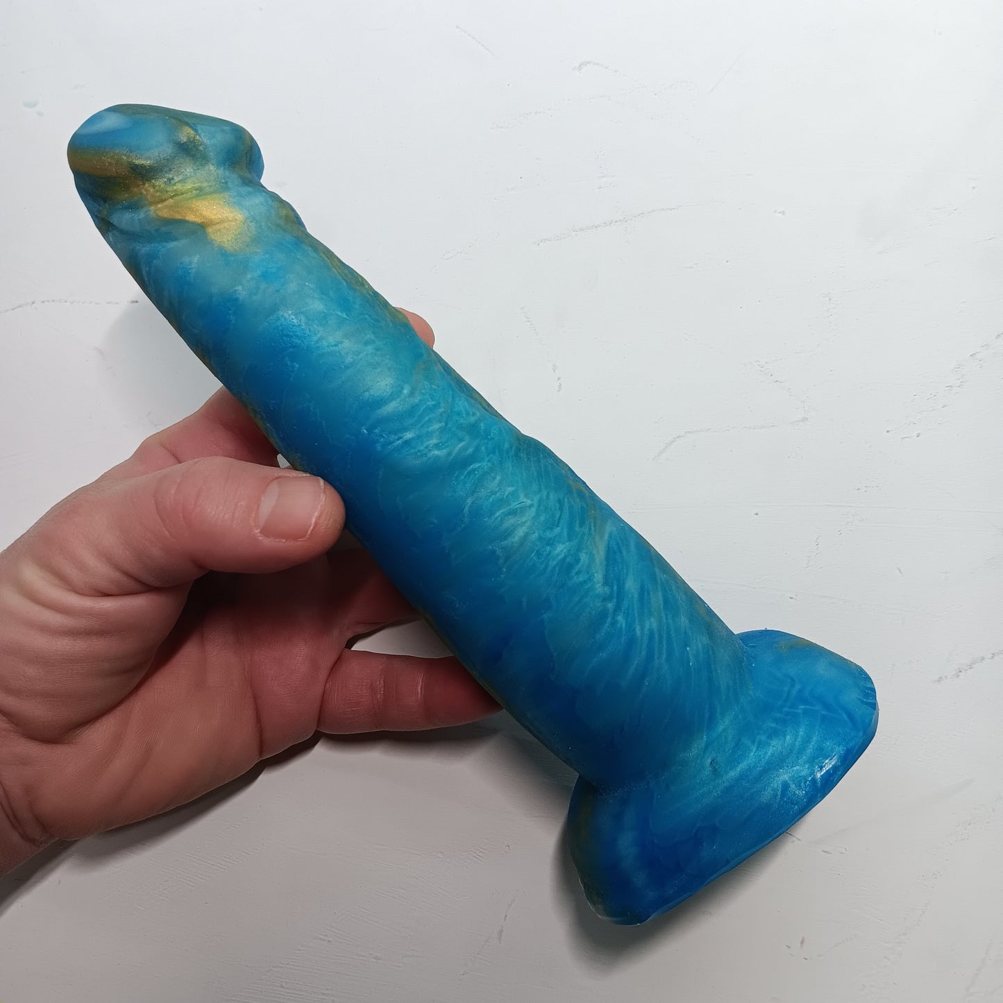 Blue and Gold Unique B.J. Suction DIldo