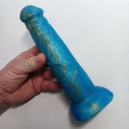 Blue and Gold Unique B.J. Suction DIldo