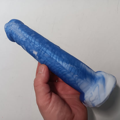 Purple and White Unique B.J. Suction Dildo