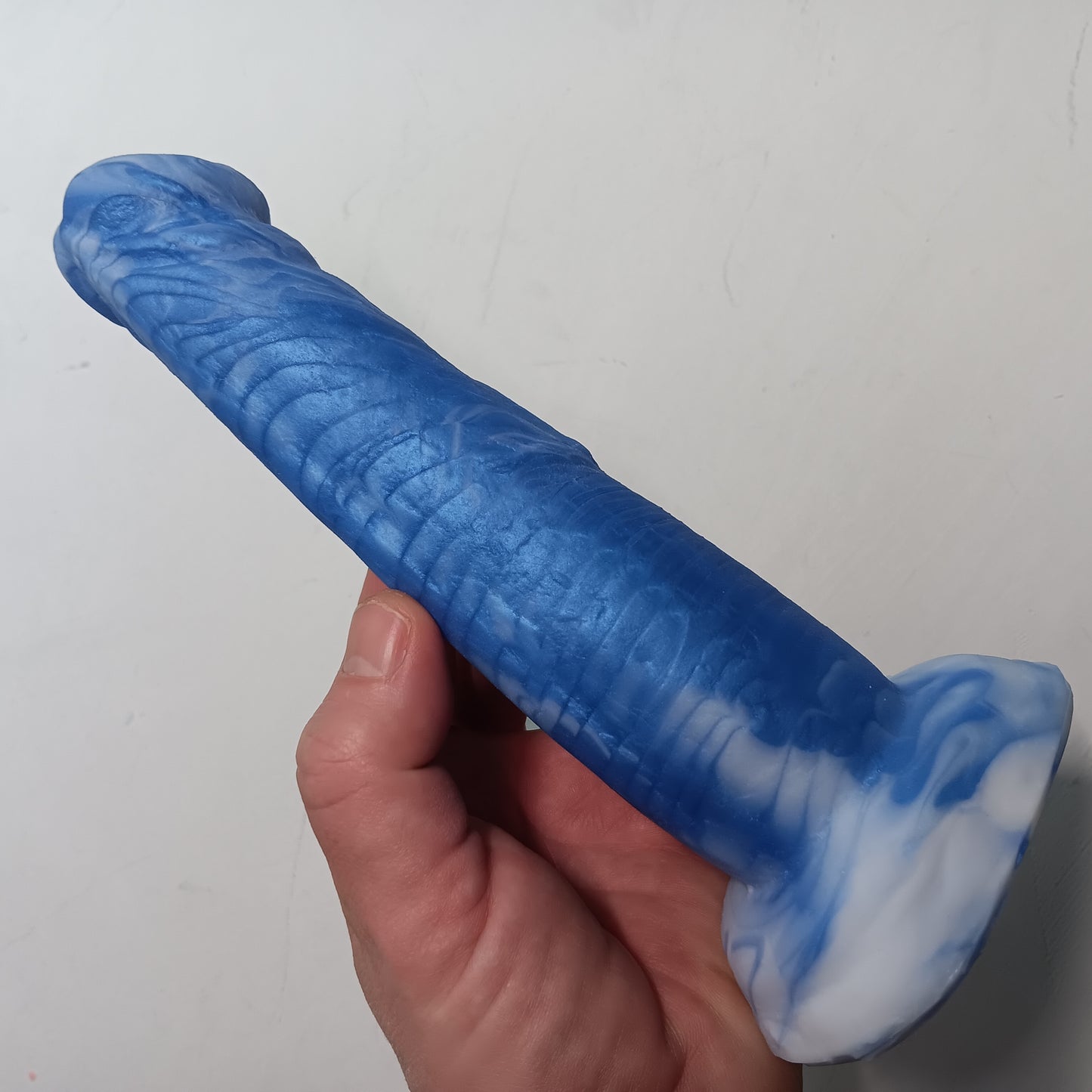 Purple and White Unique B.J. Suction Dildo