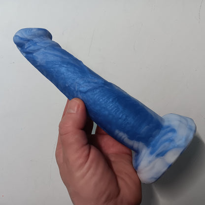 Purple and White Unique B.J. Suction Dildo