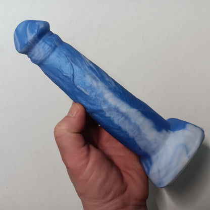 Purple and White Unique B.J. Suction Dildo