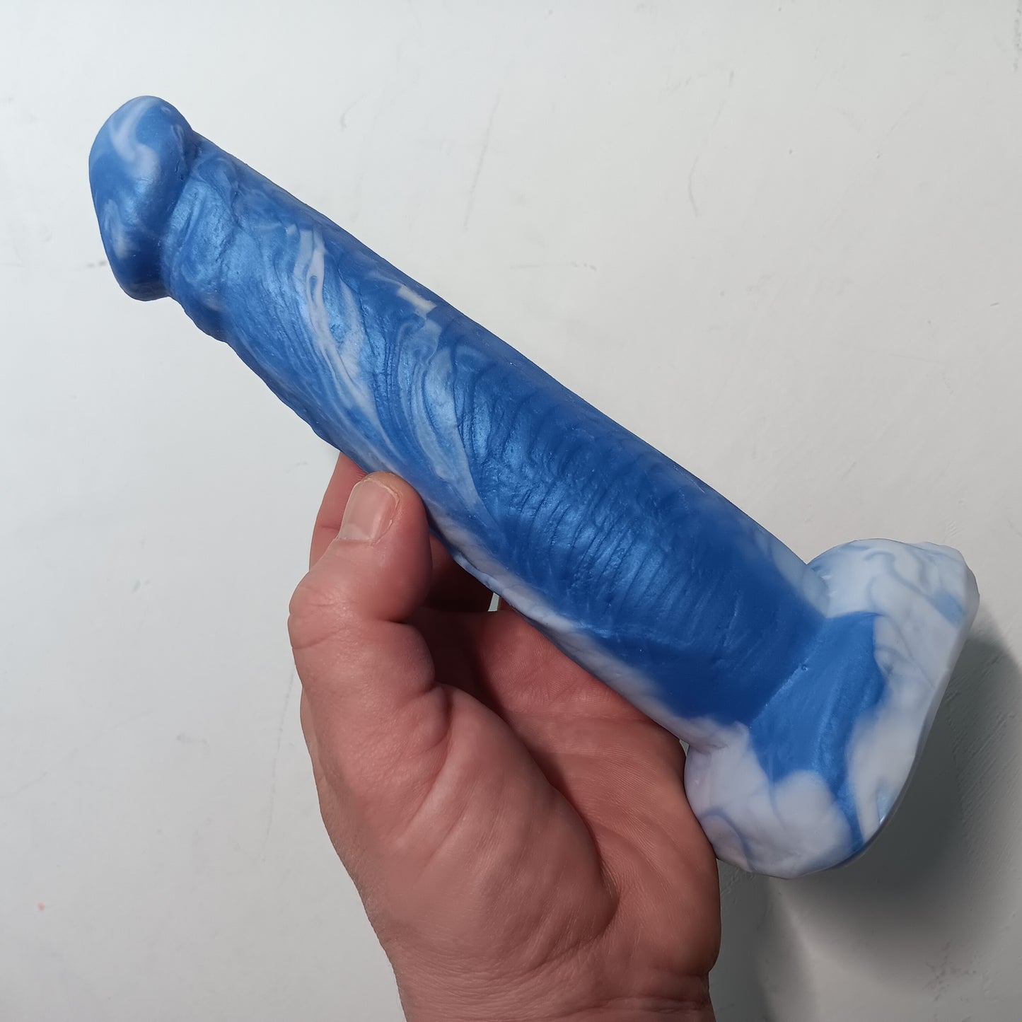 Purple and White Unique B.J. Suction Dildo