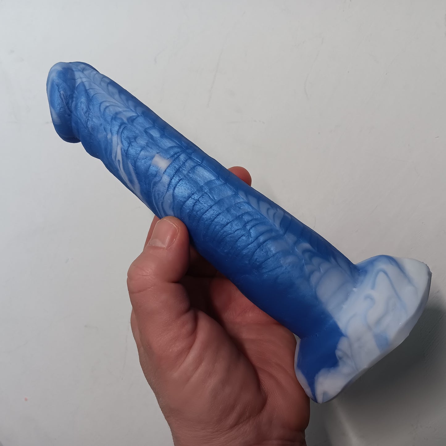 Purple and White Unique B.J. Suction Dildo