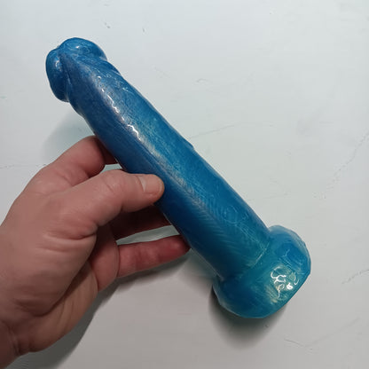 High-Gloss Shimmer Blue Unique B.J. Suction Dildo