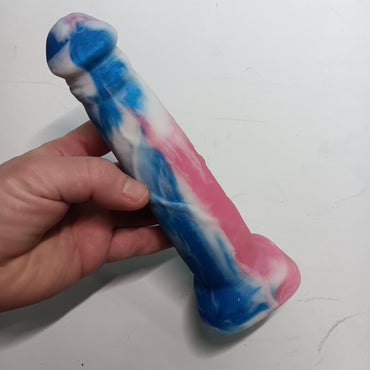 Pink, White, Blue, Trans Pride Unique B.J. Suction Dildo