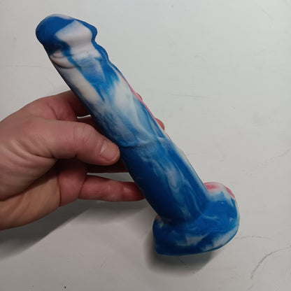 Pink, White, Blue, Trans Pride Unique B.J. Suction Dildo