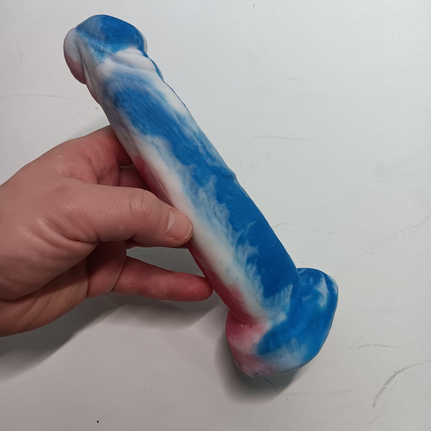 Pink, White, Blue, Trans Pride Unique B.J. Suction Dildo