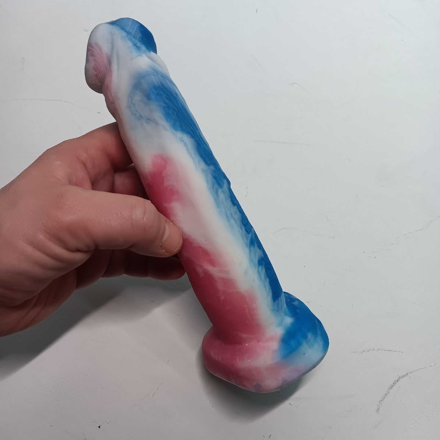 Pink, White, Blue, Trans Pride Unique B.J. Suction Dildo