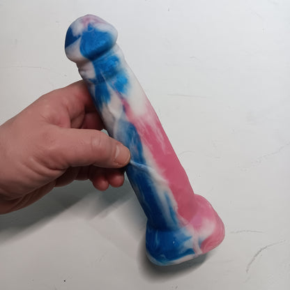 Pink, White, Blue, Trans Pride Unique B.J. Suction Dildo