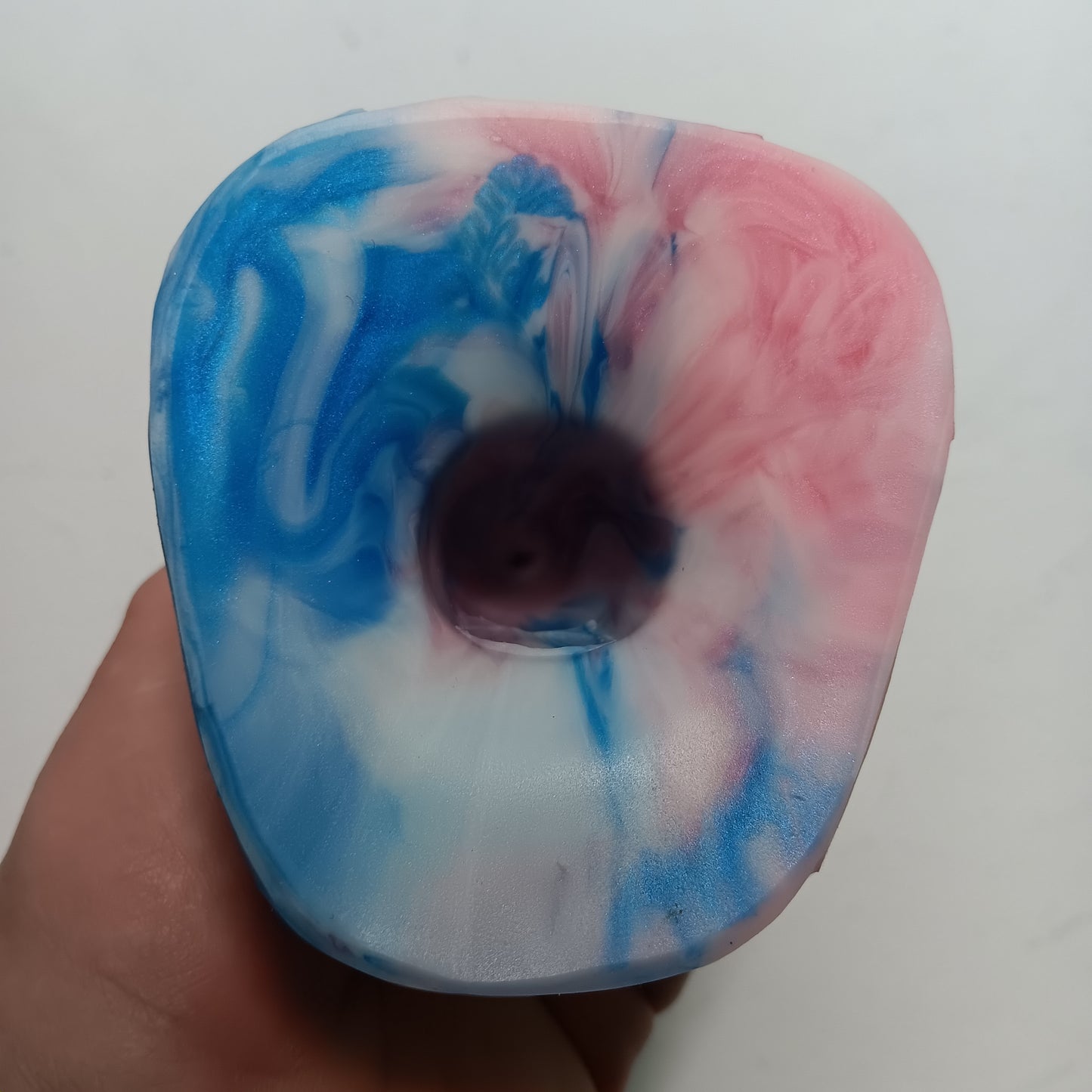 Pink, White, Blue, Trans Pride Unique B.J. Suction Dildo