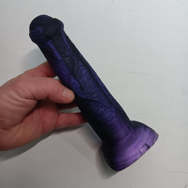 Black and Shimmer Purple Unique B.J. Suction Dildo