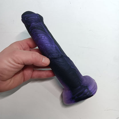 Black and Shimmer Purple Unique B.J. Suction Dildo