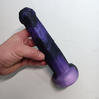 Black and Shimmer Purple Unique B.J. Suction Dildo