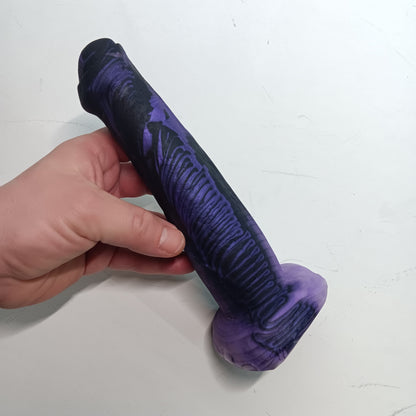 Black and Shimmer Purple Unique B.J. Suction Dildo