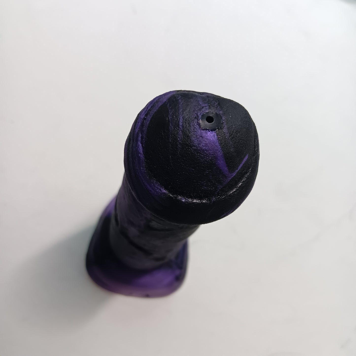 Black and Shimmer Purple Unique B.J. Suction Dildo