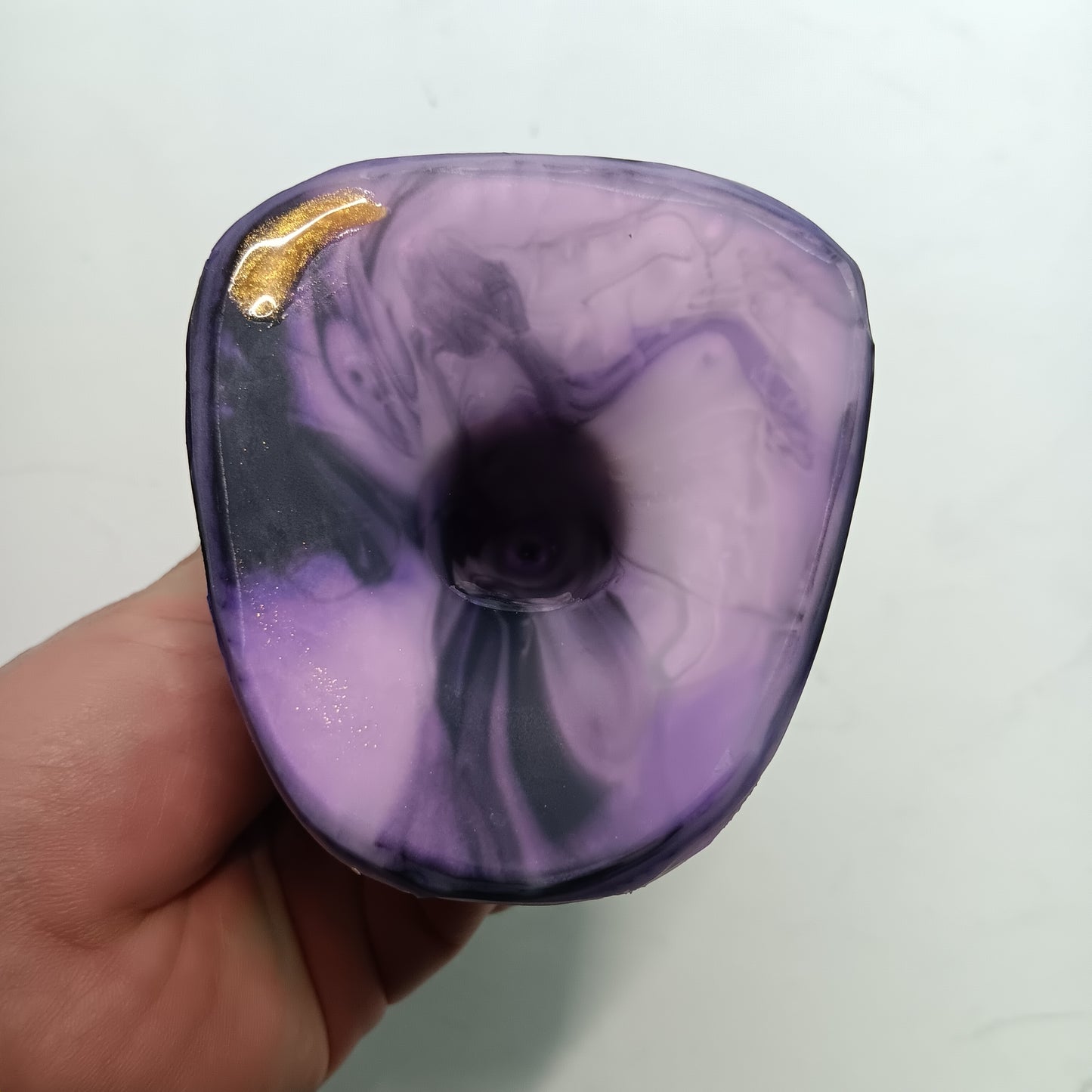 Black and Shimmer Purple Unique B.J. Suction Dildo