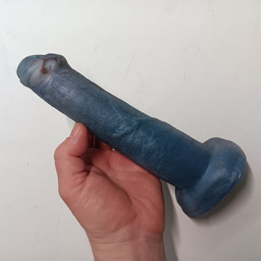 Grey Blue Shimmer Unique B.J. Suction Dildo