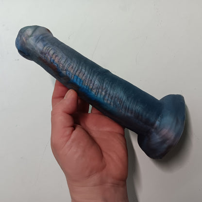 Grey Blue Shimmer Unique B.J. Suction Dildo