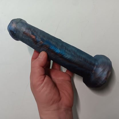 Grey Blue Shimmer Unique B.J. Suction Dildo