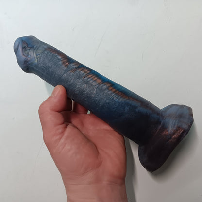 Grey Blue Shimmer Unique B.J. Suction Dildo