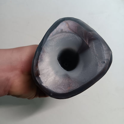 Grey Blue Shimmer Unique B.J. Suction Dildo