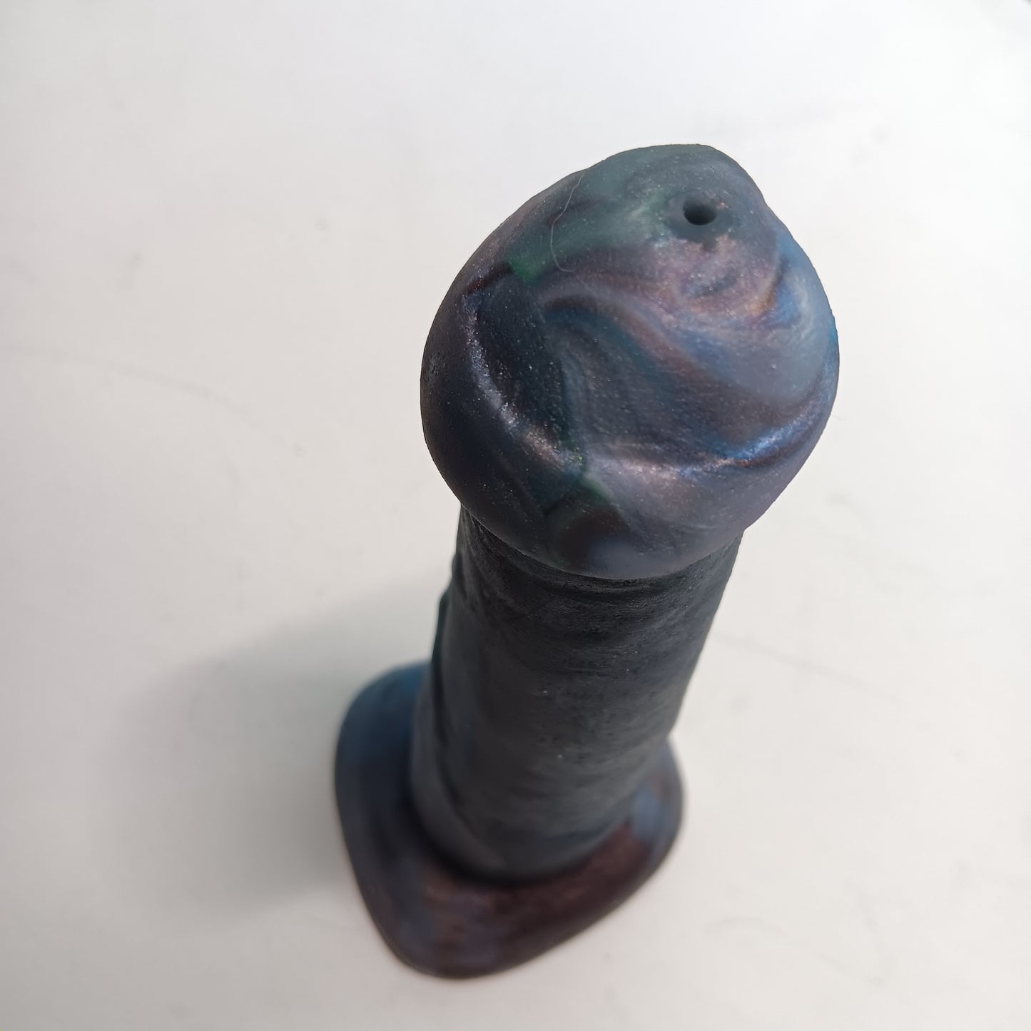 Grey Blue Shimmer Unique B.J. Suction Dildo