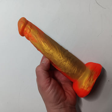 Neon Orange and Gold B.J. Suction Dildo