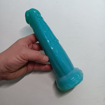 High-Gloss Shimmer Green-Blue Unique B.J. Suction Dildo