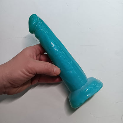 High-Gloss Shimmer Green-Blue Unique B.J. Suction Dildo