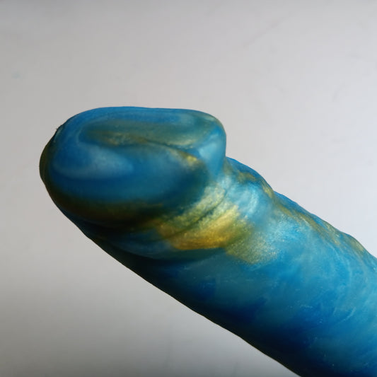 Blue and Gold Unique B.J. Suction DIldo