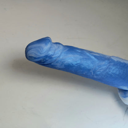 Purple and White Unique B.J. Suction Dildo