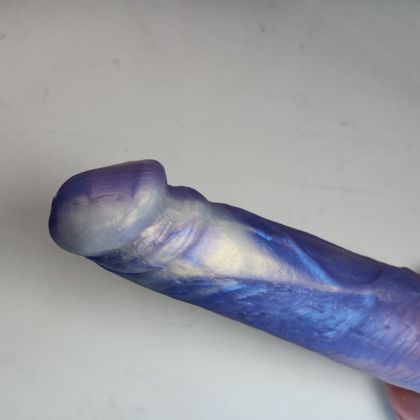 Pink, Purple, Silver Shimmer Unique B.J. Suction Dildo