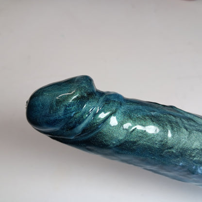 High-Gloss Unique Green Shimmer B.J. Suction Dildo