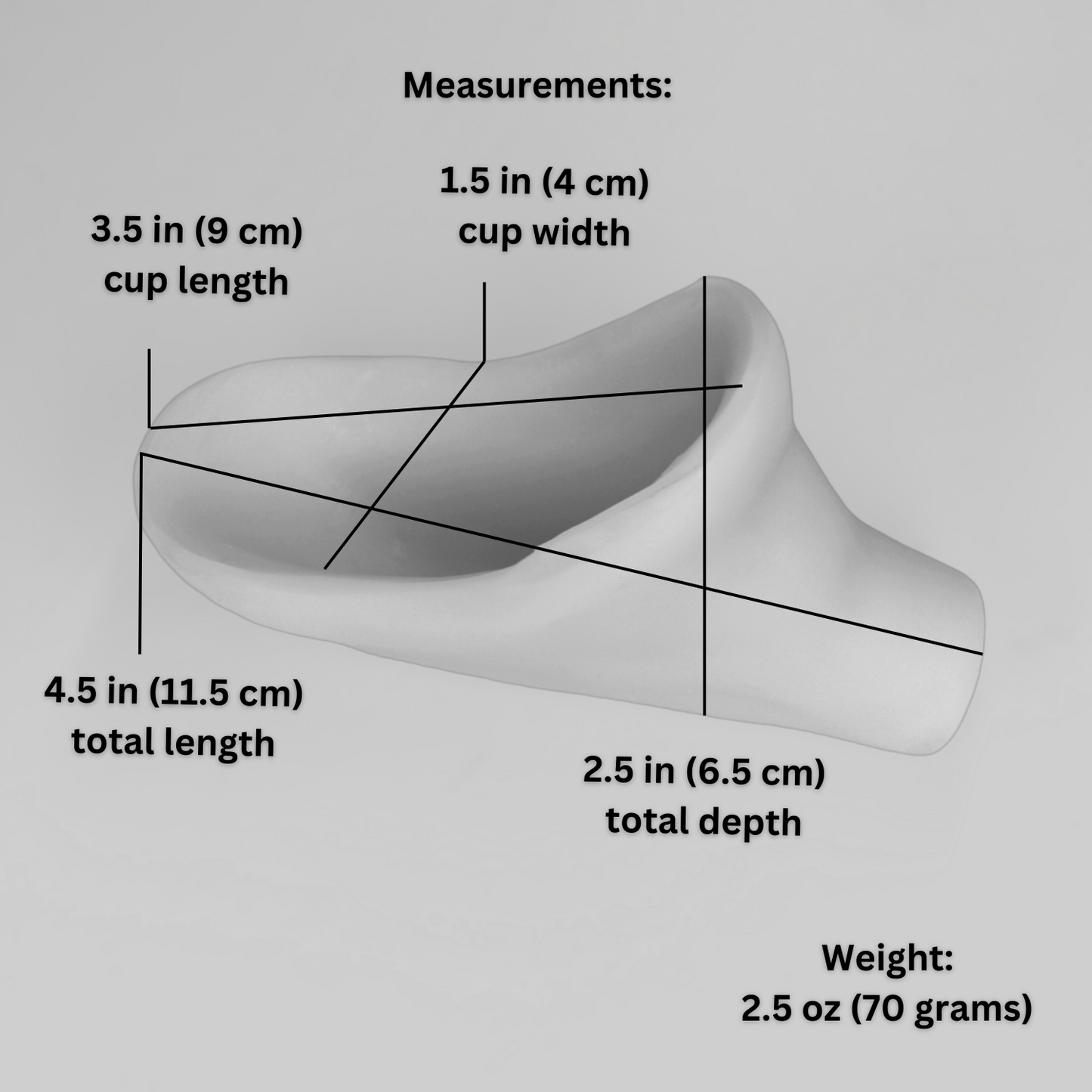 Image of the 3.5 inch Silicone STP Cup with measurements