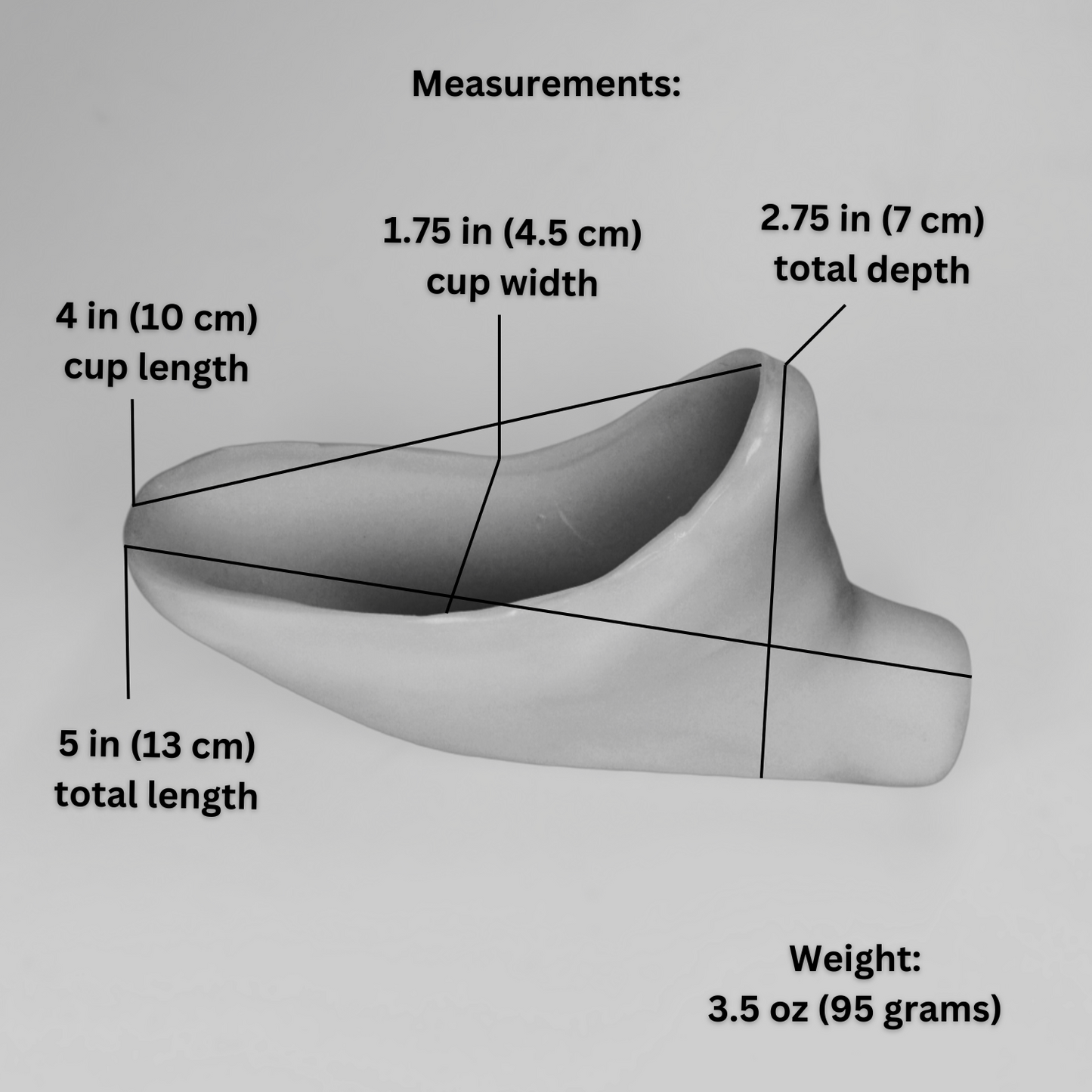 Image of 4 inch silicone Cup with measurements