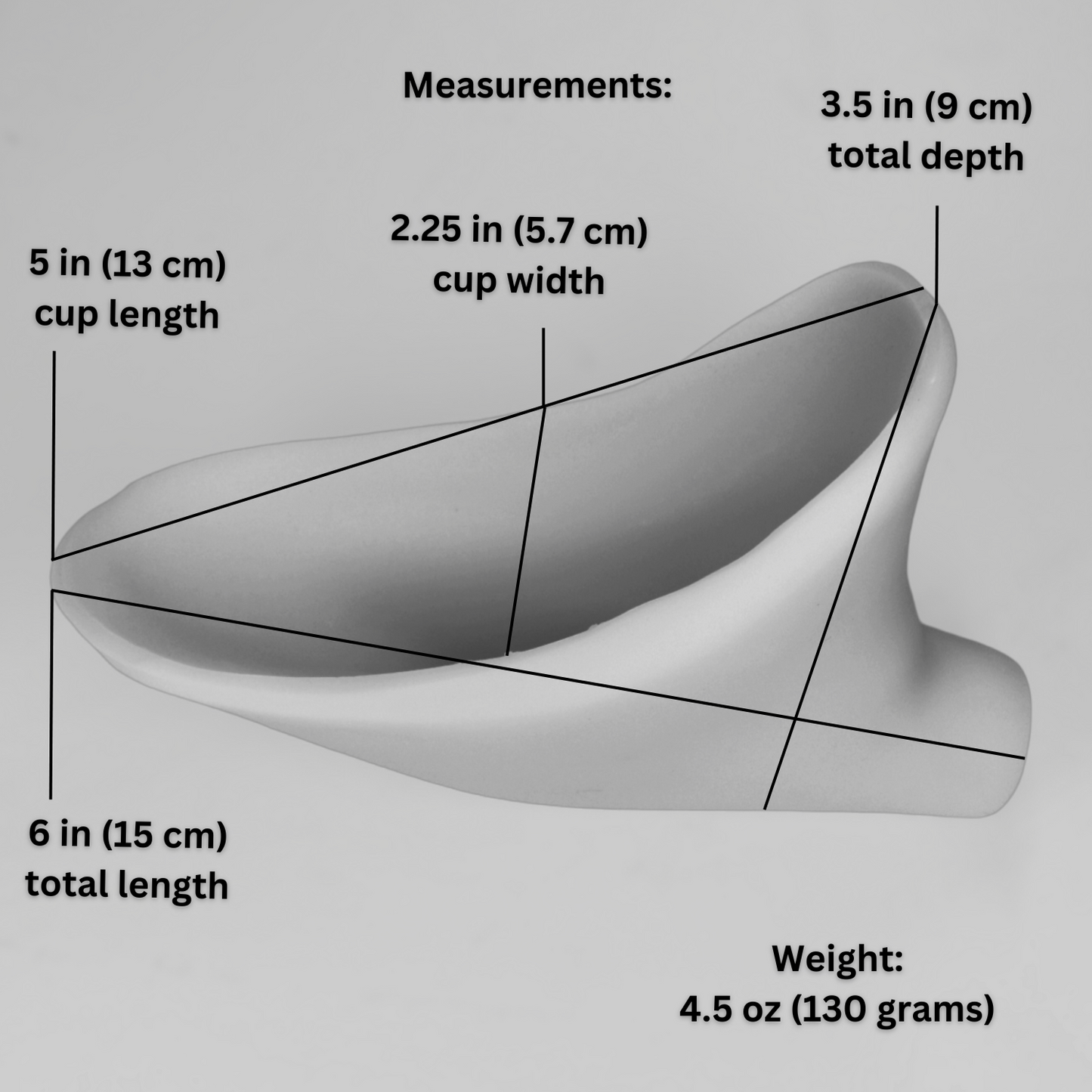 Image showing 5 inch (13 cm) STP cup and measurements